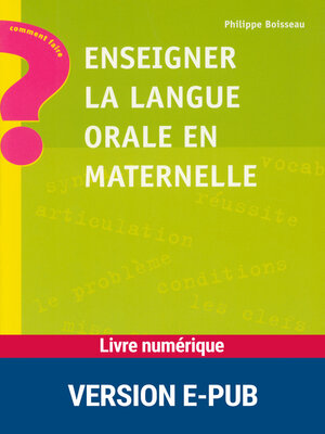 cover image of Enseigner la langue orale en maternelle